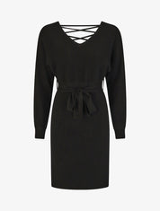 Robe mi-longue ajourée dans le dos - Noir - 1