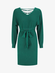 Robe mi-longue ajourée dans le dos - Vert sapin - 1