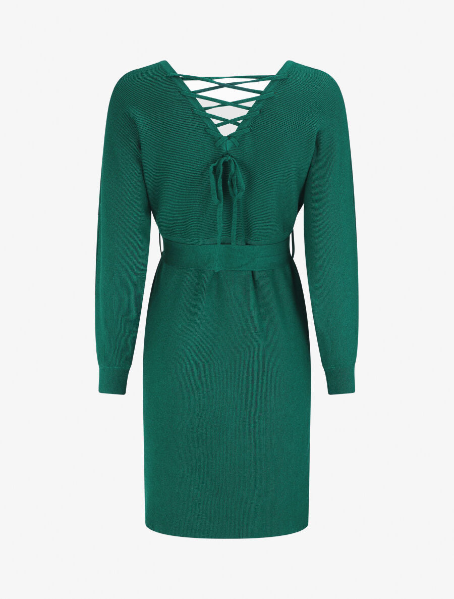 Robe mi-longue ajourée dans le dos - Vert sapin - 2