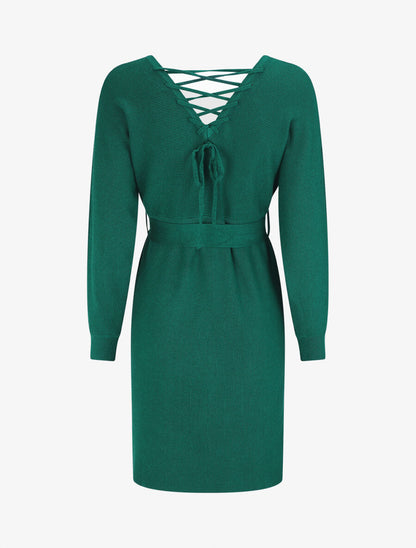 Robe mi-longue ajourée dans le dos - Vert sapin - 2