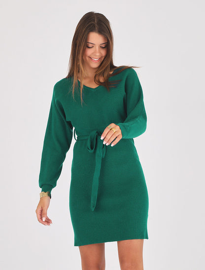 Robe mi-longue ajourée dans le dos - Vert sapin - 4