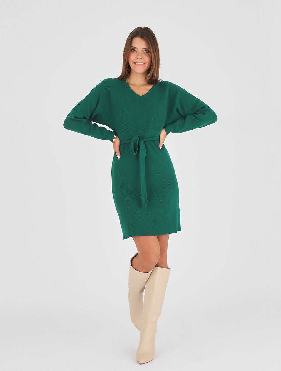 Robe mi-longue ajourée dans le dos - Vert sapin - 5