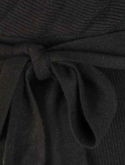 Robe mi-longue en maille à manches longues - Noir - 3
