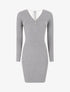 Robe pull côtelé à dos ajouré - Gris clair - 4