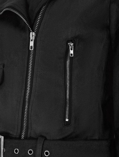 Veste style perfecto en suédine - Noir - 3