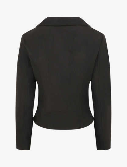 Veste style perfecto en suédine - Noir - 2