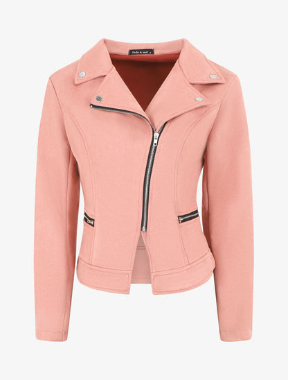Veste style perfecto en suédine - Rose - 4