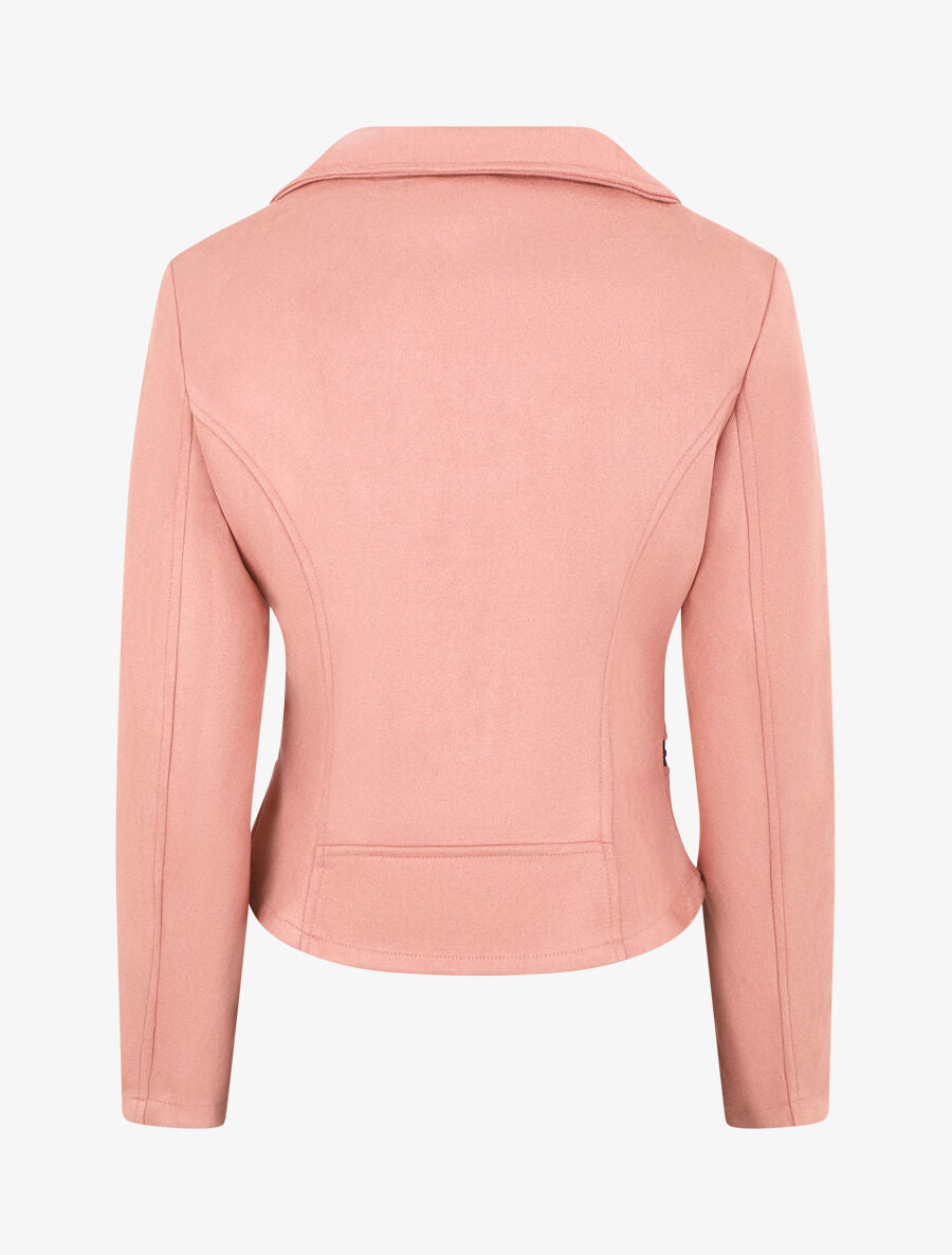 Veste style perfecto en suédine - Rose - 2