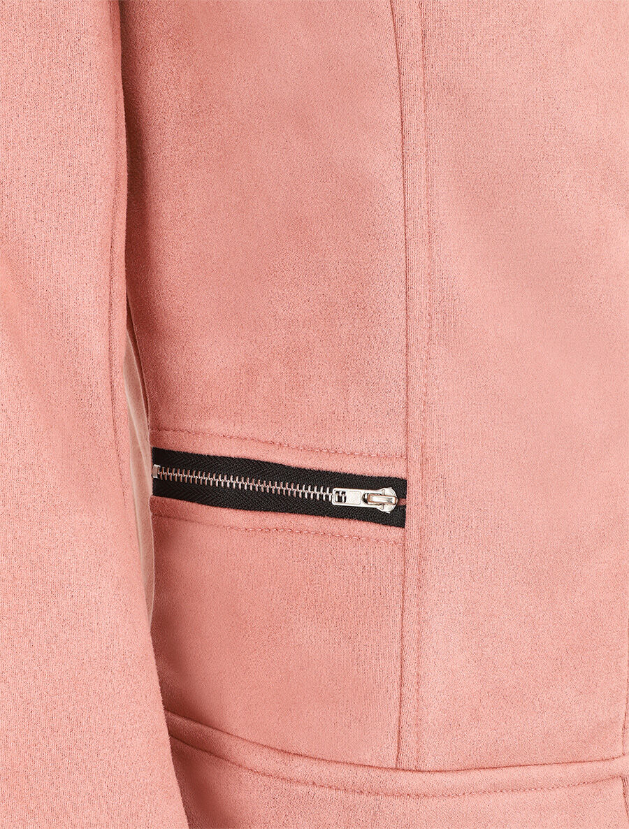 Veste style perfecto en suédine - Rose - 3
