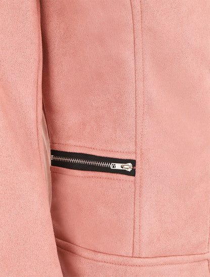 Veste style perfecto en suédine - Rose - 3