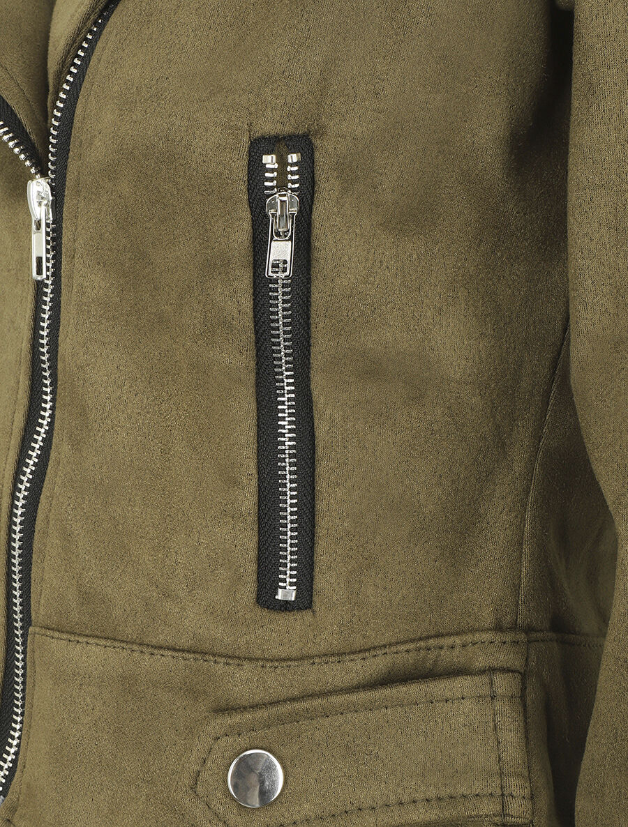 Veste en suédine style perfecto - Kaki - 3