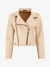 Veste zippée en suédine - Beige - 1