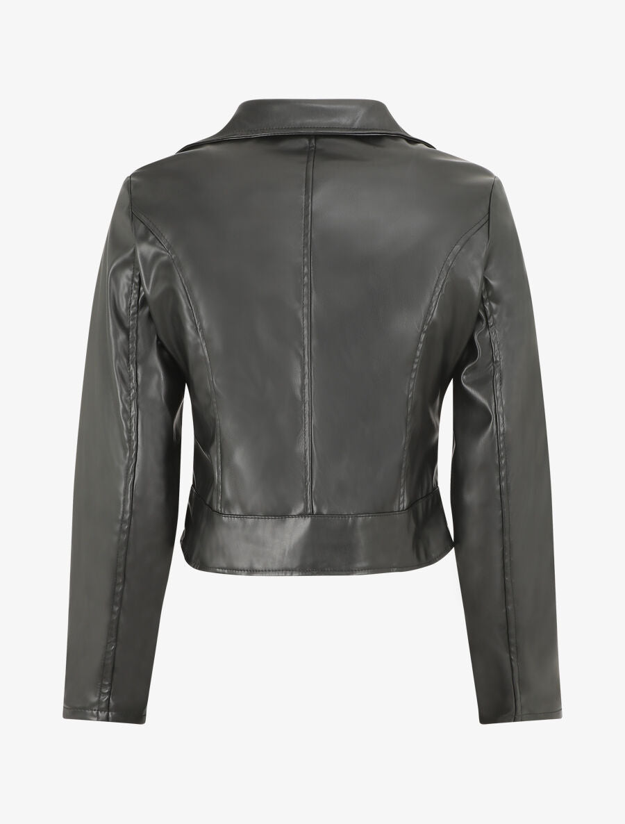 Veste style perfecto en simili - Noir - 2