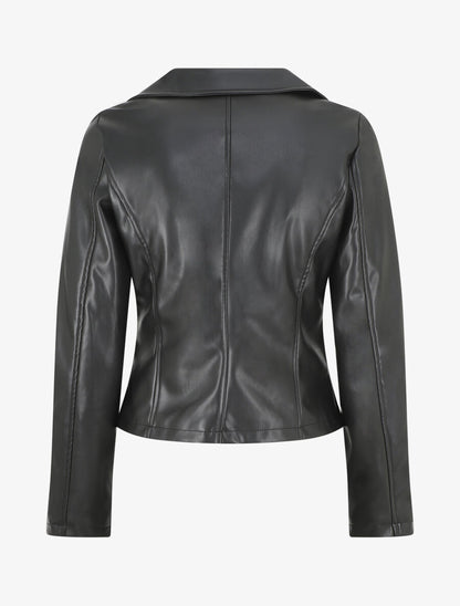 Veste droite style perfecto en simili - Noir - 2