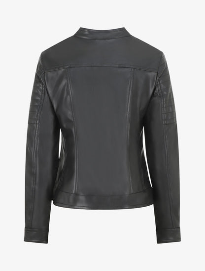 Veste en simili poches zippées - Noir - 2