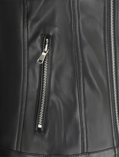 Veste en simili poches zippées - Noir - 3