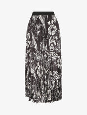 Jupe longue plissée imprimé foulard - Noir - 1