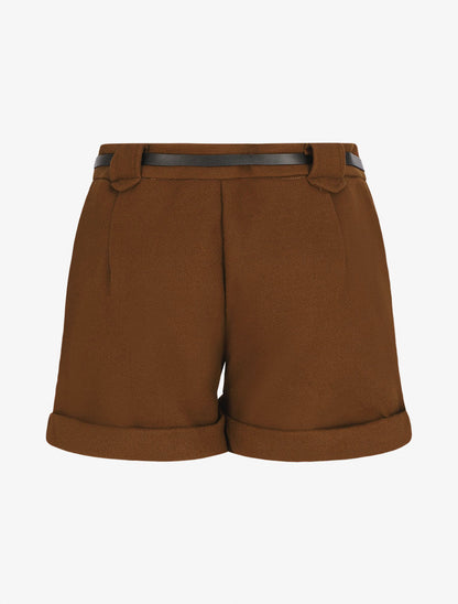Short droit en feutrine - Marron - 2