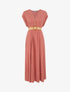 Robe longue unie élastiquée - Corail - 1