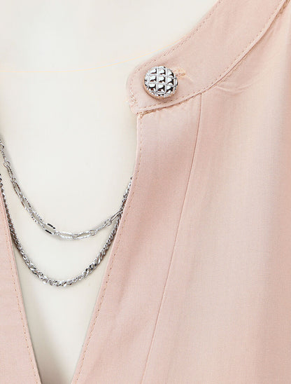 Top uni sans manches à détail stylisé - Rose poudré - 3