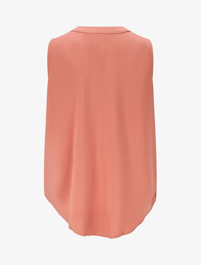 Top uni sans manches à détail stylisé - Corail - 2