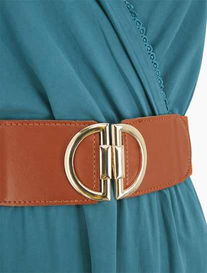 Robe longue à nœuds sur les épaules - Bleu canard - 3