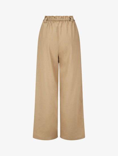 Pantalon élastiqué effet lin - Beige - 2