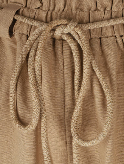 Pantalon élastiqué effet lin - Beige - 3