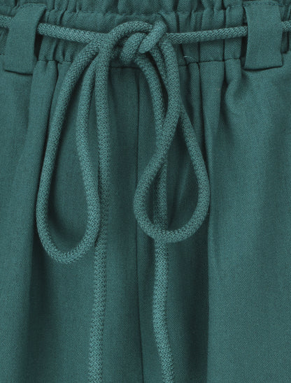 Pantalon élastiqué effet lin - Bleu canard - 3