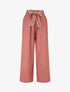 Pantalon élastiqué effet lin à ceinture stylisé - Vieux rose - 1