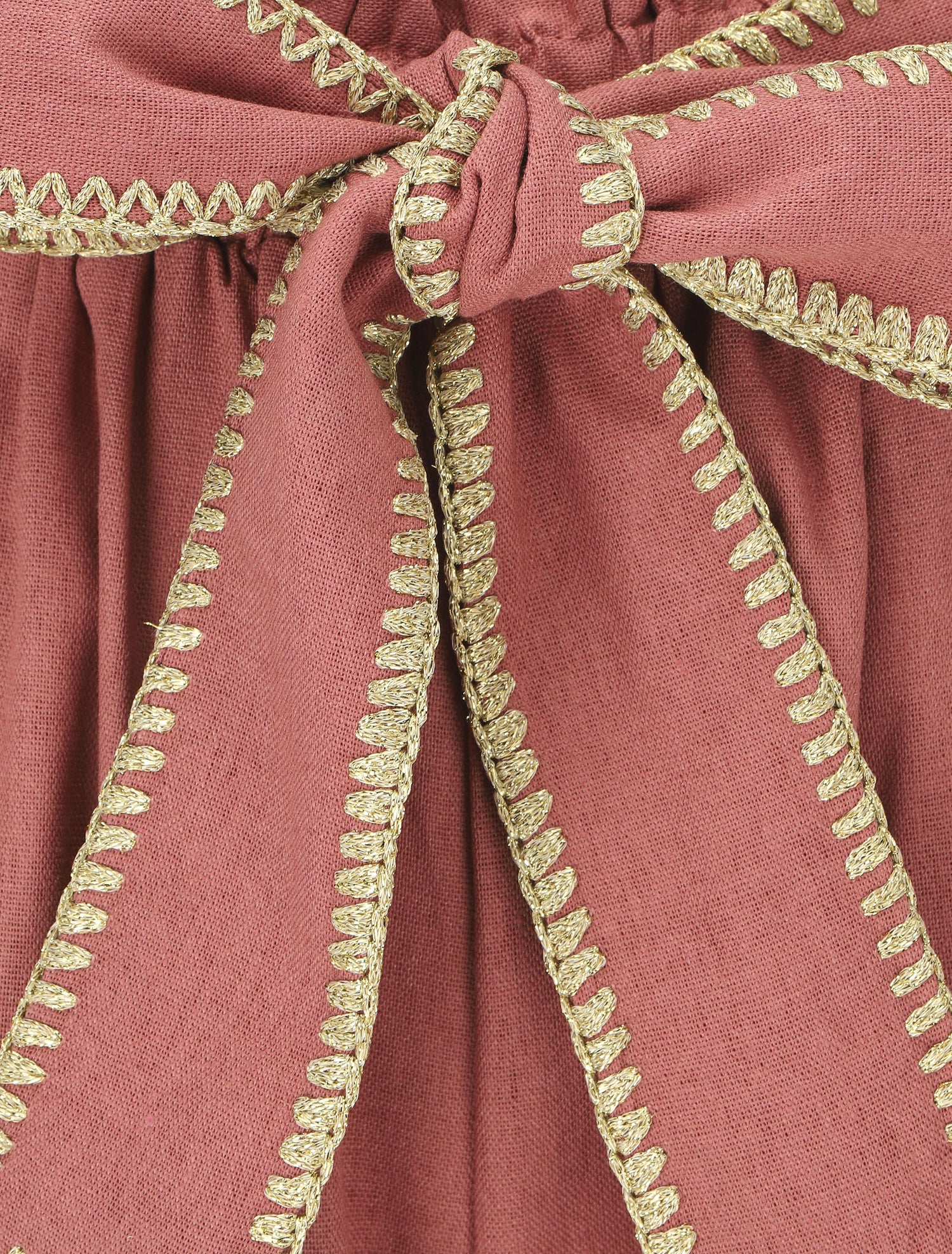 Pantalon élastiqué effet lin à ceinture stylisé - Vieux rose - 3