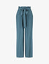 Pantalon fluide uni à taille élastiquée - Bleu canard - 1
