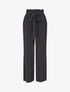 Pantalon fluide uni à taille élastiquée - Bleu nuit - 4