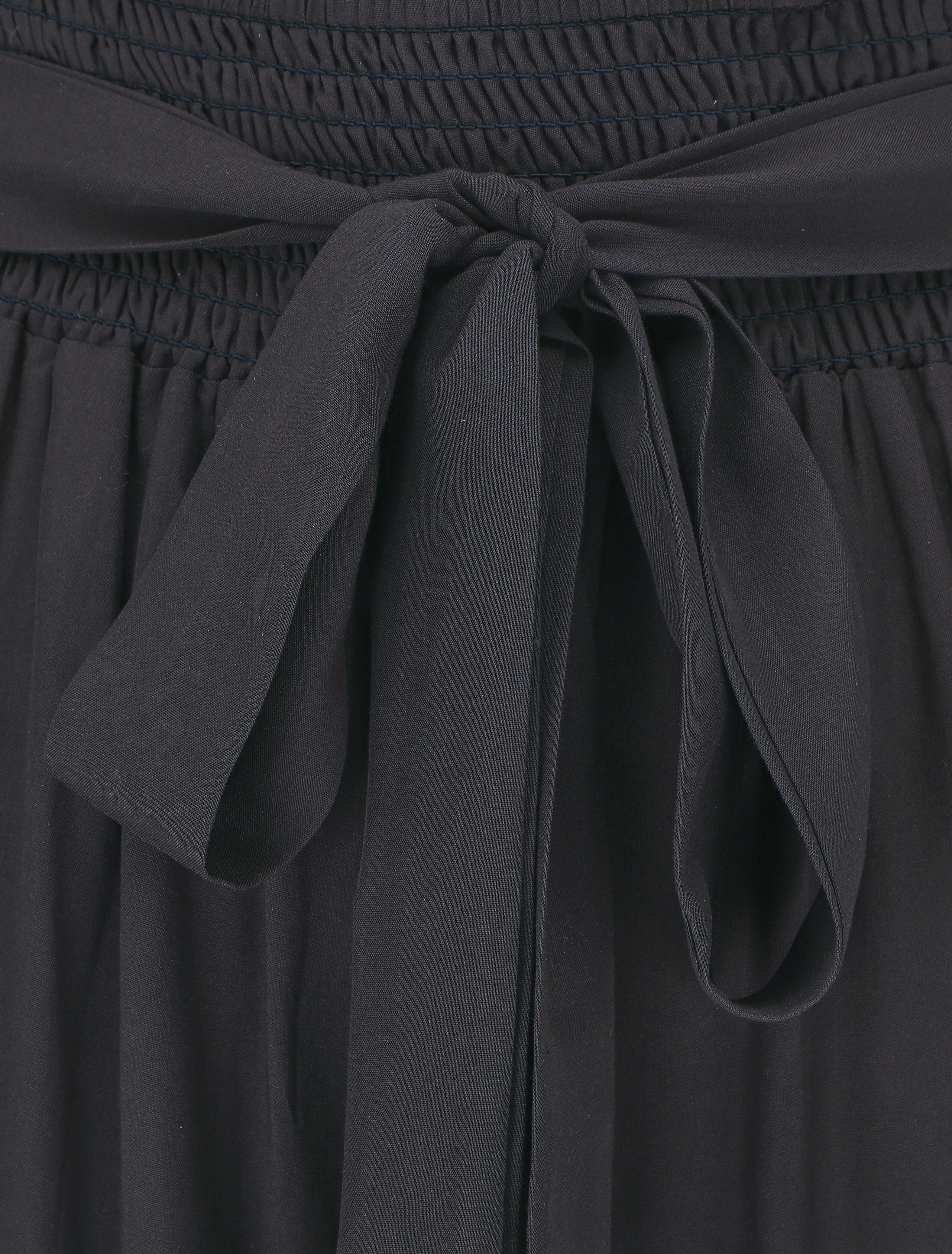 Pantalon fluide uni à taille élastiquée - Bleu nuit - 3