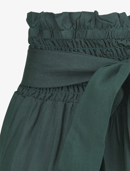 Pantalon fluide uni à taille élastiquée - Vert sapin - 3