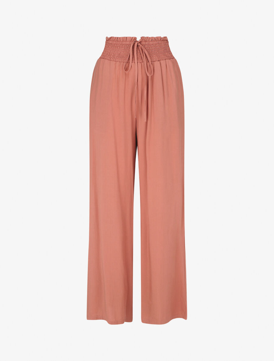 Pantalon fluide uni à poches - Vieux rose - 4