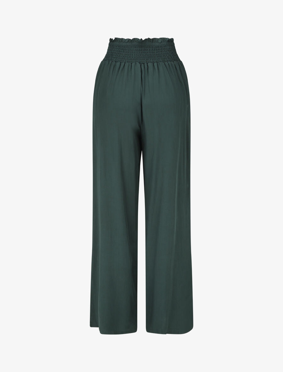 Pantalon fluide uni à poches - Vert sapin - 2