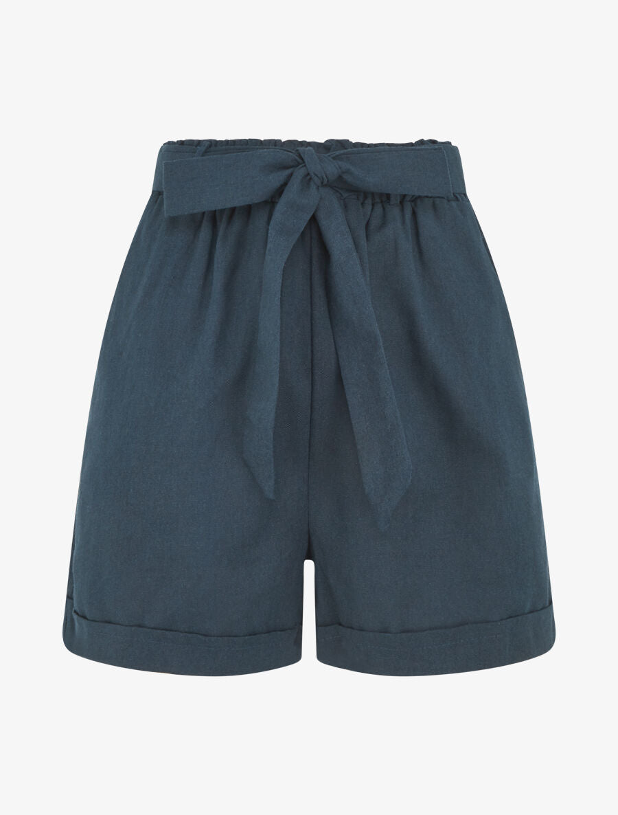 Short uni à revers - Bleu pétrole - 5