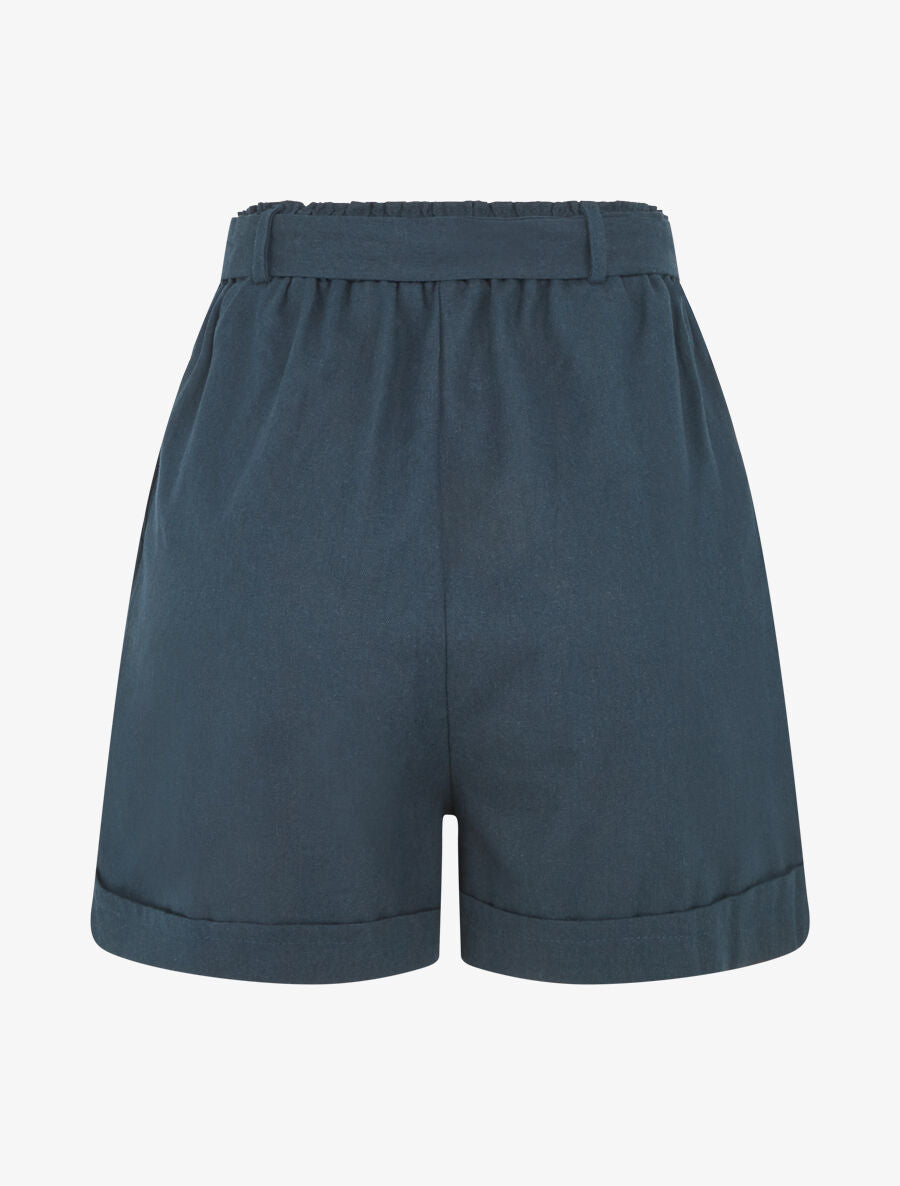 Short uni à revers - Bleu pétrole - 2