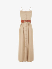 Robe unie effet lin - Beige - 1