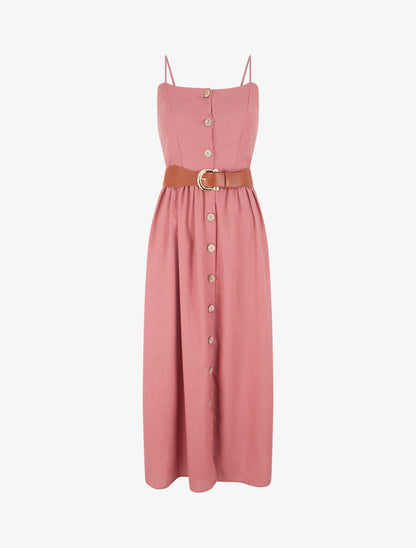 Robe unie effet lin - Vieux rose - 1