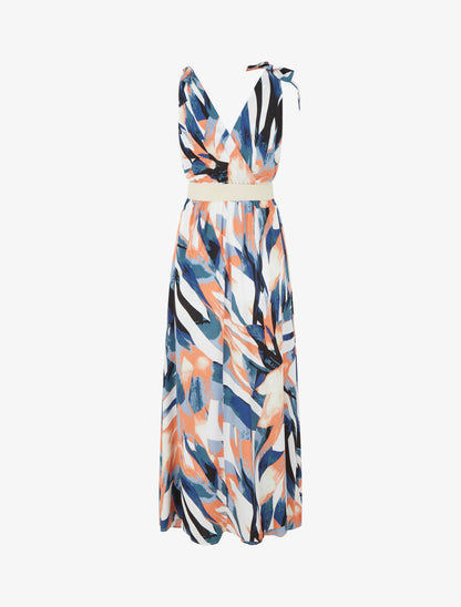 Robe imprimé abstrait à nœuds aux épaules - Corail - 2