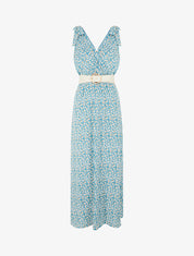 Robe imprimé fleuri à nœuds aux épaules - Vert d&