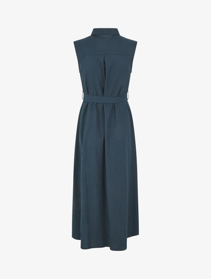 Robe évasée boutonnée à poches - Bleu pétrole - 2