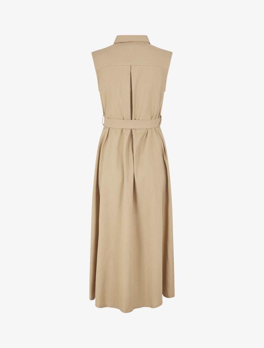 Robe évasée boutonnée à poches - Beige - 2