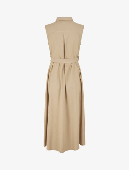 Robe évasée boutonnée à poches - Beige - 2