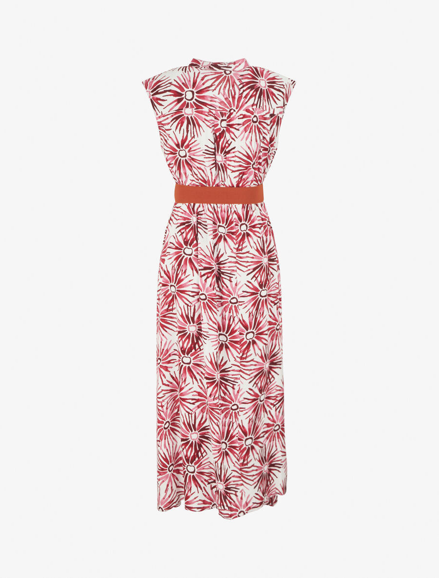 Robe évasée à boutons imprimé fleuri - Rouge - 2