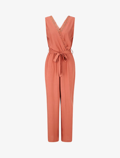 Combinaison ample sans manches col cache-coeur - Vieux rose - 1