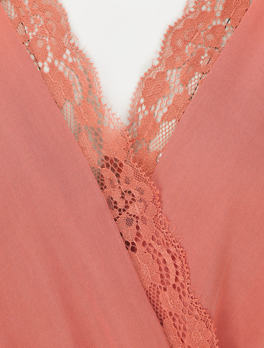 Combinaison ample sans manches col cache-coeur - Vieux rose - 3
