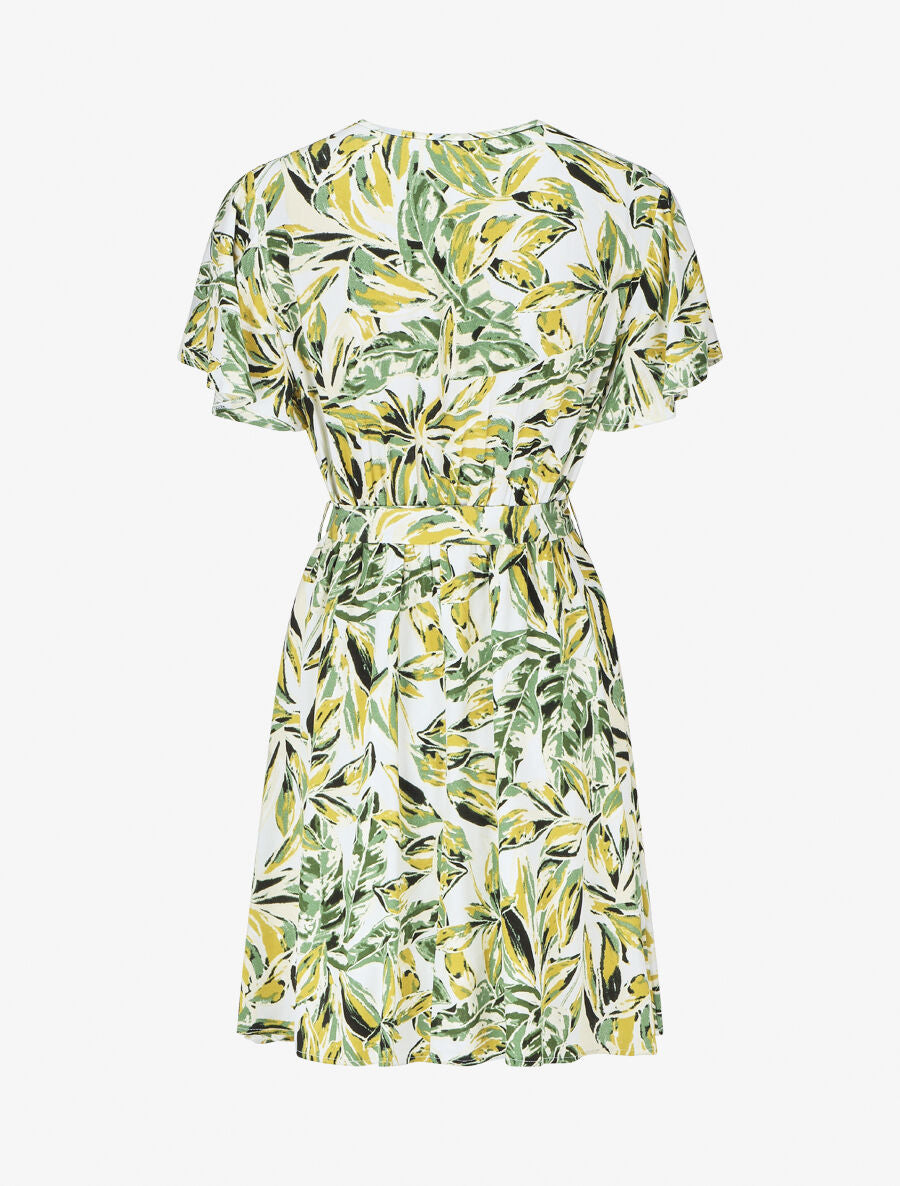 Robe mi-longue imprimé feuillage - Vert - 2